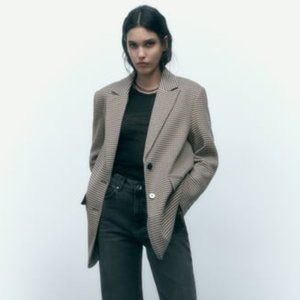 Zara Oversize Houndtooth Blazer